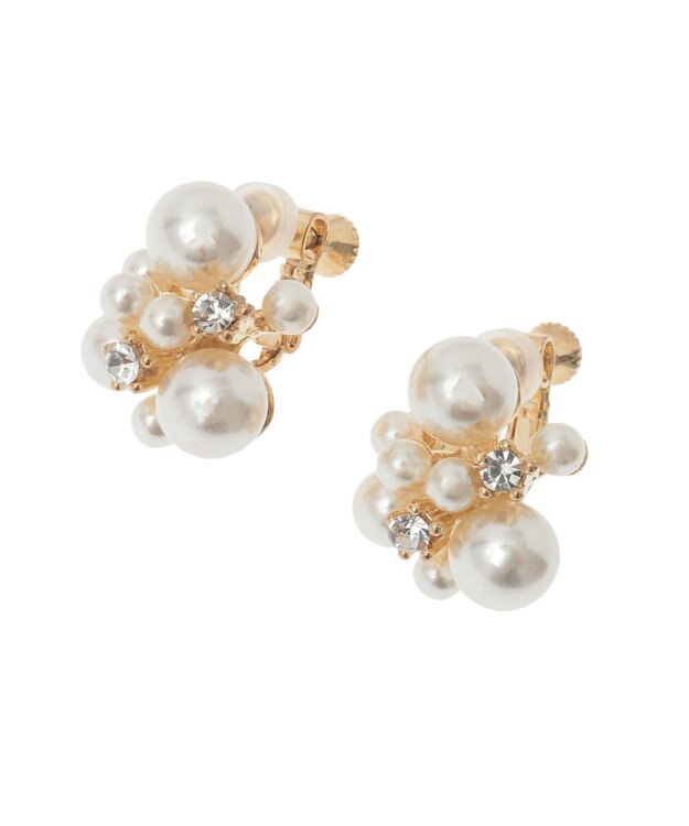 YECCA VECCA パールビジューイヤリング Gold