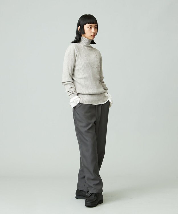 J.PRESS YORK STREET 【WOMEN】ANTI PILLING WOOL リブタートルニット ライトグレー系