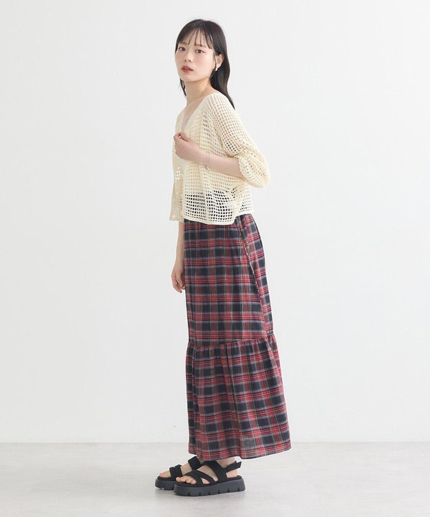 earth music&ecology ＳＥＴ２点メッシュニットカーディガン＋ビスチェ Ivory