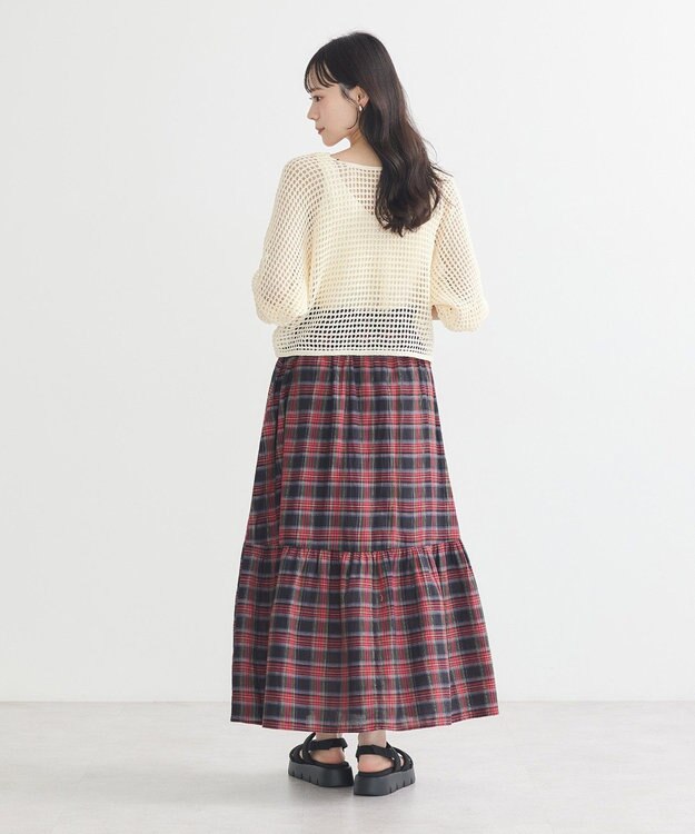 earth music&ecology ＳＥＴ２点メッシュニットカーディガン＋ビスチェ Ivory