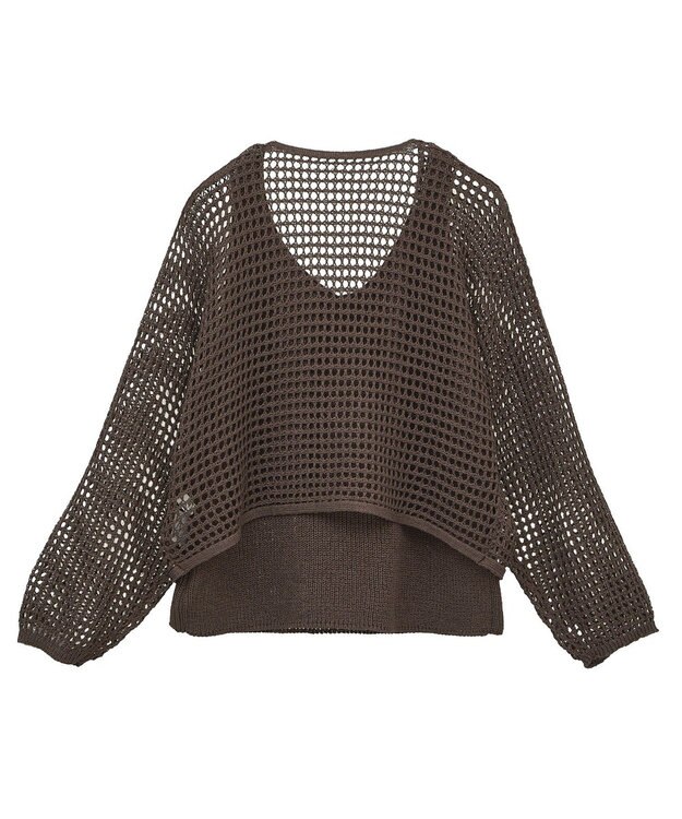 earth music&ecology ＳＥＴ２点メッシュニットカーディガン＋ビスチェ Brown