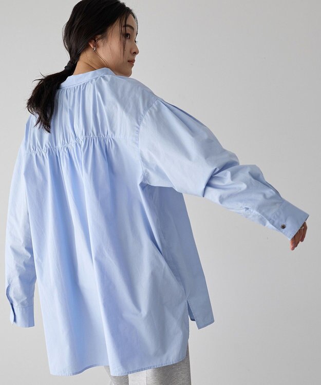 YECCA VECCA タイプライタースキッパーオーバーシャツ Sax