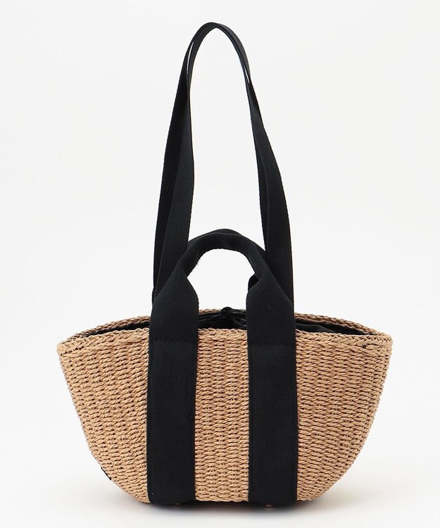 LA BAGAGERIE 【maison vert】 【ペーパー素材・多収納】ダブルハンドルかごバッグ ブラック×ベージュ