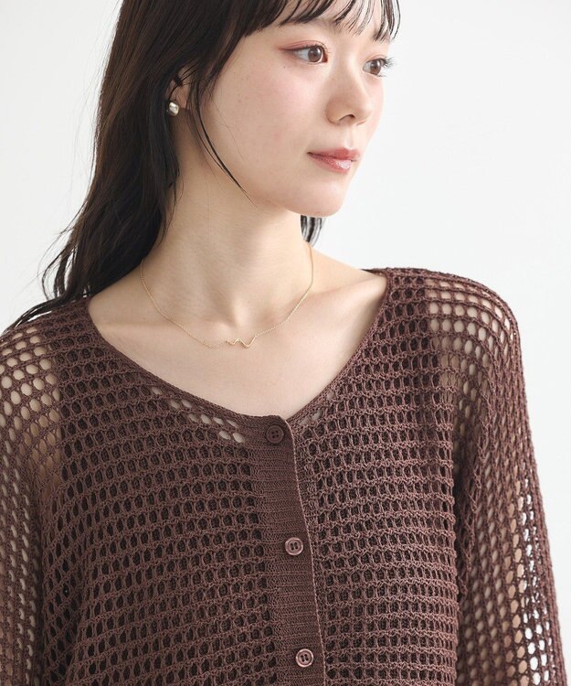earth music&ecology ＳＥＴ２点メッシュニットカーディガン＋ビスチェ Brown