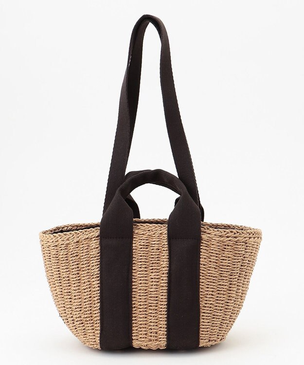 LA BAGAGERIE 【maison vert】 【ペーパー素材・多収納】ダブルハンドルかごバッグ チョコ×ベージュ