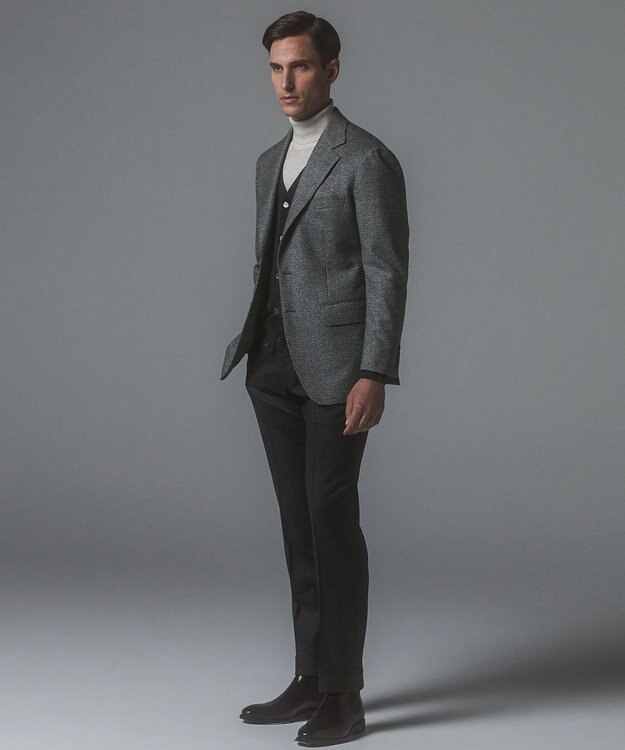 GOTAIRIKU 【保温性/ストレッチ/シワになりにくい】サキソニーストレッチパンツ（ノータック） グレー系8