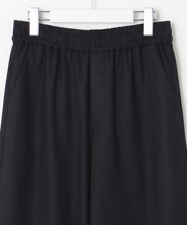 UNFILO 【洗える】リネンミックスツイル ワイドパンツ ブラック