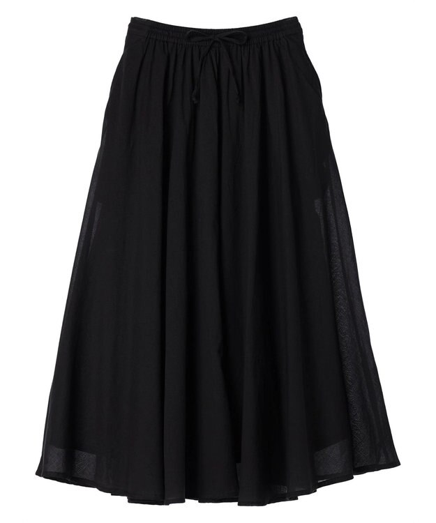 Green Parks インド綿 アソートボイルギャザースカート Black