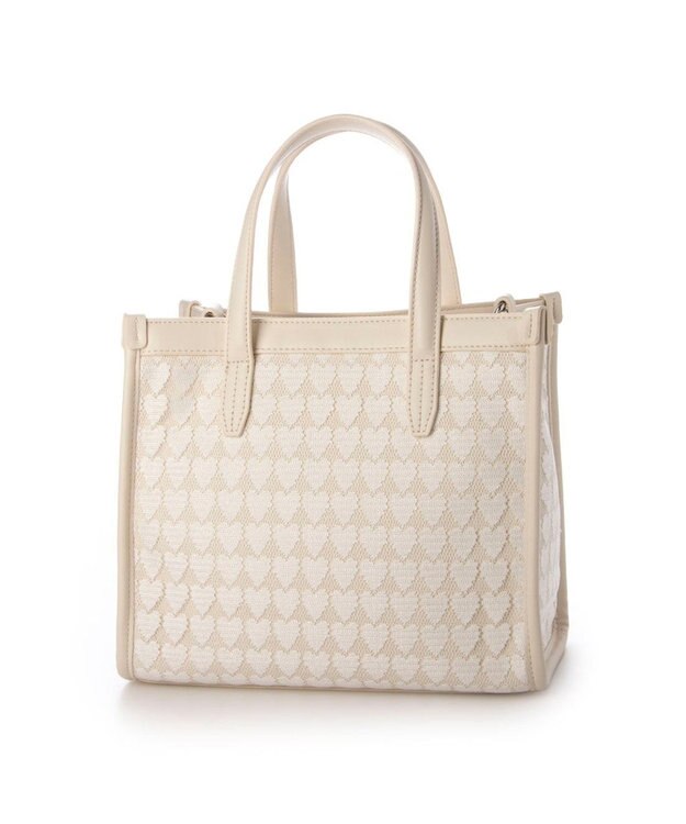 UNBILLION カシュカシュ cachecache / ハート柄レーススクエア2wayトート アイボリー