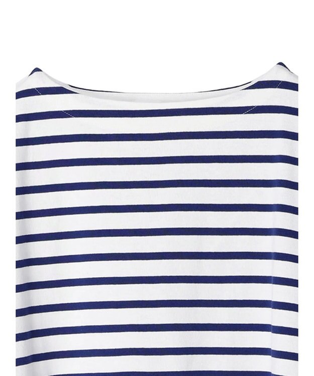 Green Parks ボーダーボートネック７分袖プルオーバー Blue