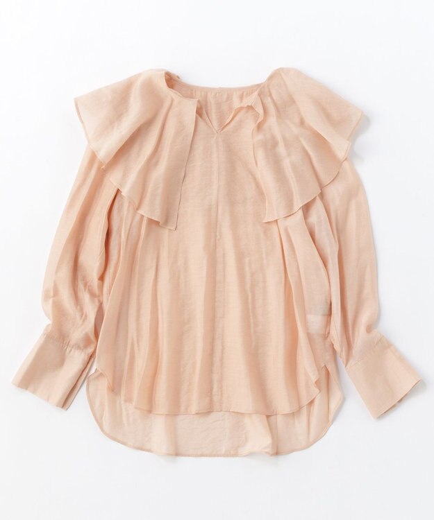 UNFILO イージーケア ラッフルカラー ブラウス ピンク