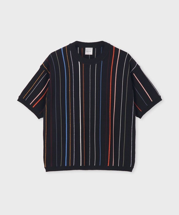 Paul Smith マルチカラーライン 半袖ニット ネイビー