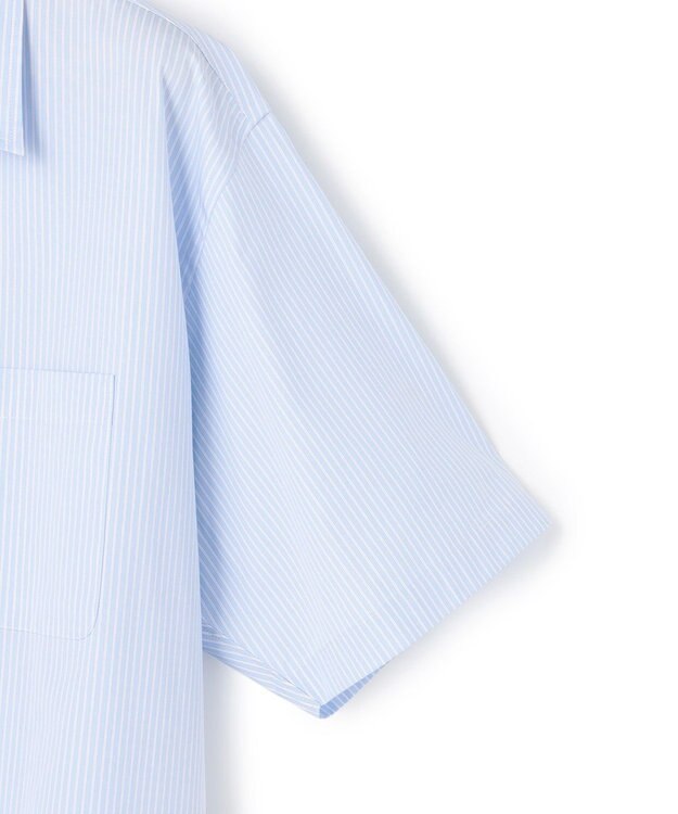 J.PRESS MEN 【J.PRESS ORIGINALS】Broad Stripe Open Half Sleeve Shirt / Baggy-Fit サックスブルー系1