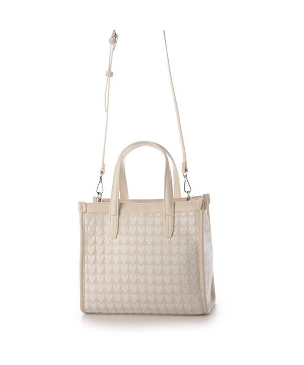 UNBILLION カシュカシュ cachecache / ハート柄レーススクエア2wayトート アイボリー