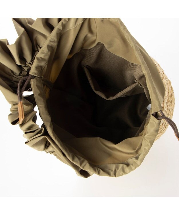 UNBILLION cachecache フリルハンドルラフィアバケツバッグ オーク