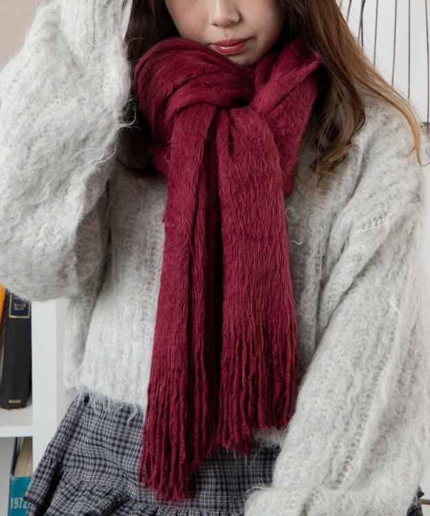 WEGO シャギーストール ワイン