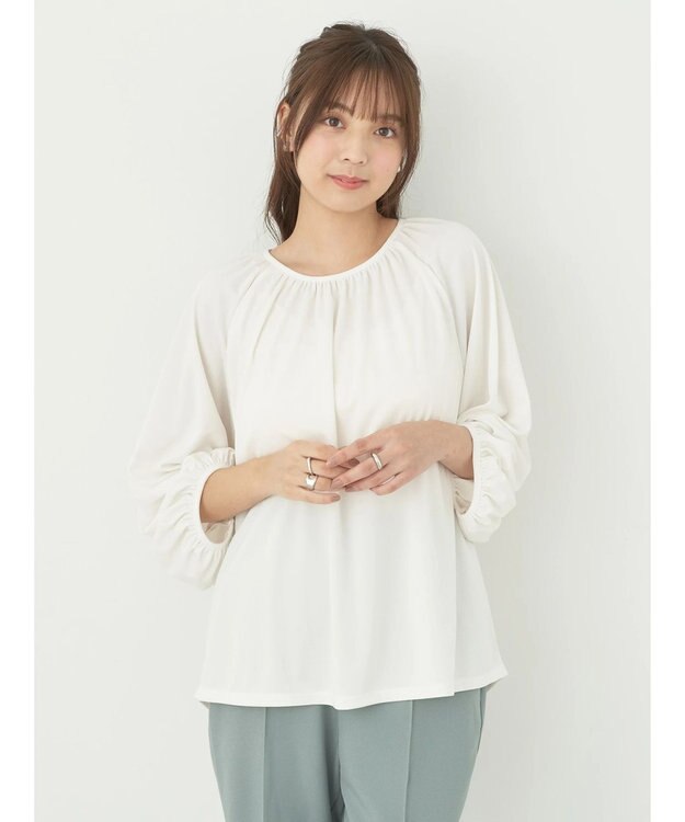 earth music&ecology パフスリーブカットソー Ivory