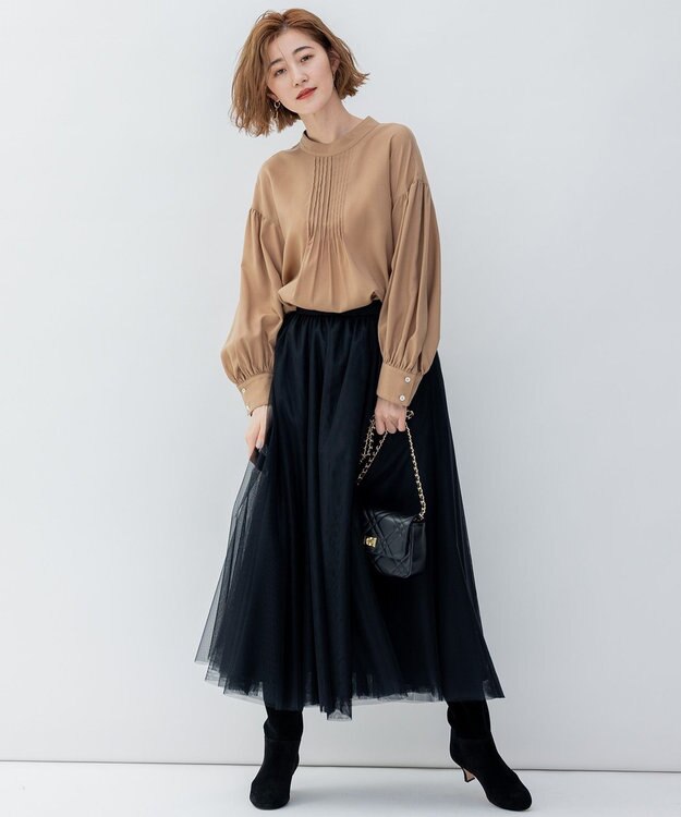 23区 【洗える】ソフトチュール スカート ブラック系