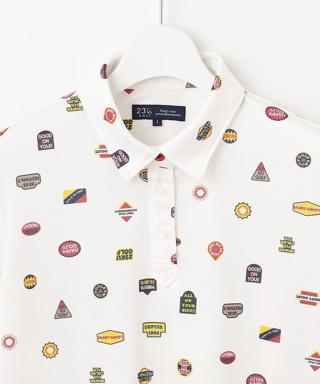 23区GOLF 【WOMEN】【UVケア/吸水速乾】マルチステッカープリント ポロシャツ ホワイト系5