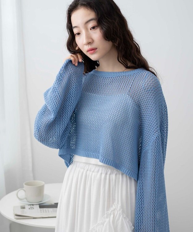 WEGO ショートメッシュニットプルオーバー ブルー