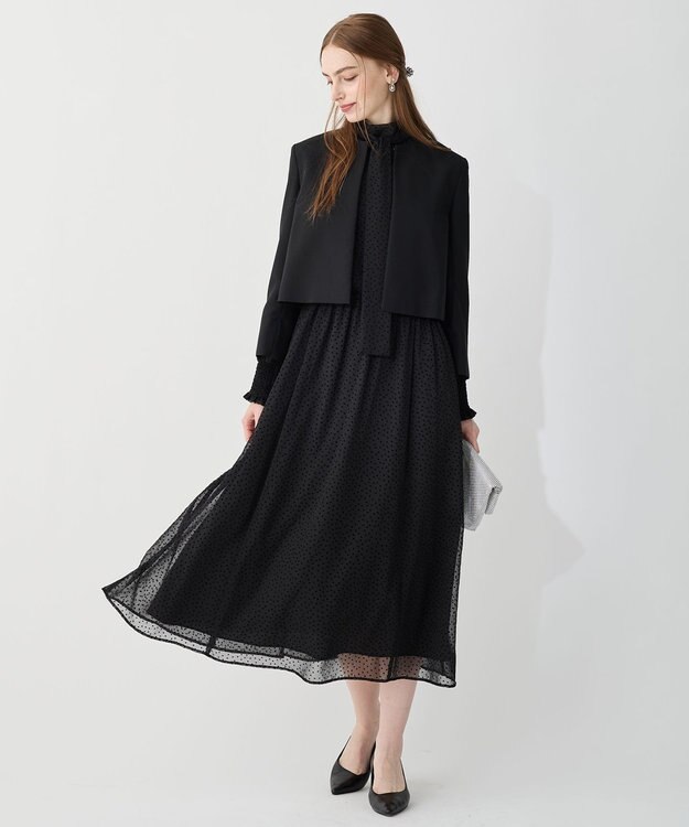 23区 L 【APPLAUDIR】バックサテンジョーゼット ジャケット ブラック系