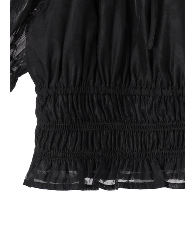 earth music&ecology 衿付きフラワーブラウス Black