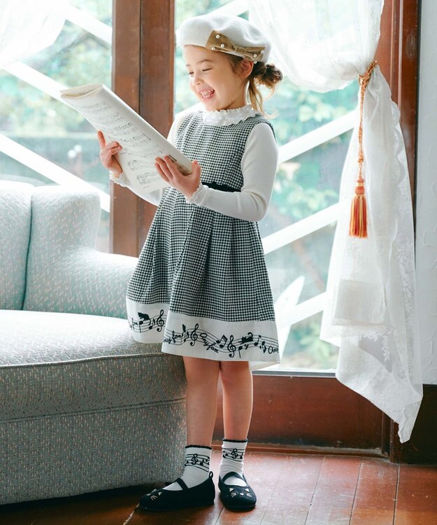 ANY KIDS 襟リボンカットソー エクリュ