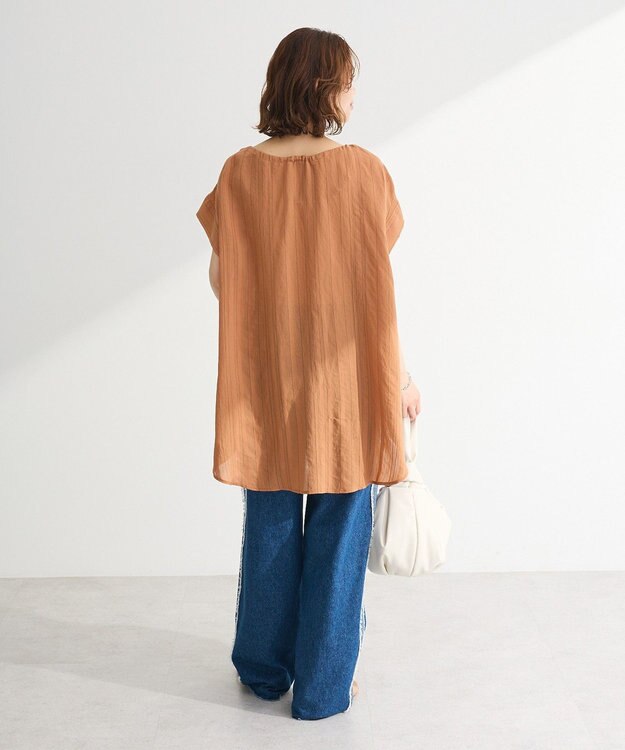 Green Parks ドロストネックフレンチスリーブブラウス Terracotta