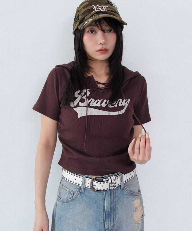 WEGO レースアップフードちびT ブラウン