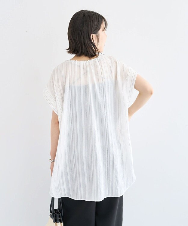 Green Parks ドロストネックフレンチスリーブブラウス Off White