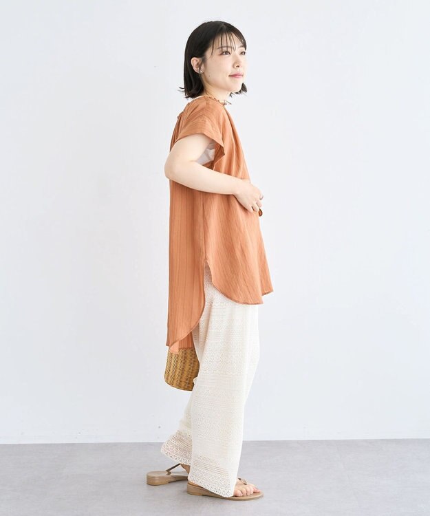 Green Parks ドロストネックフレンチスリーブブラウス Terracotta