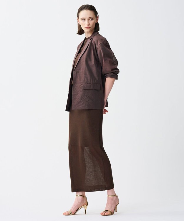 uncrave 【久慈暁子さん着用】シアーニット Iラインスカート ブラウン（佐藤晴美さん着用）