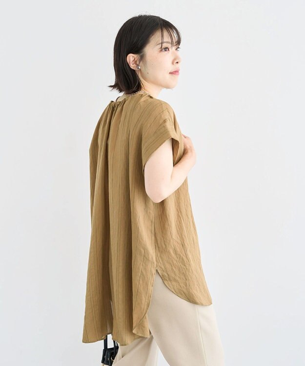 Green Parks ドロストネックフレンチスリーブブラウス Khaki