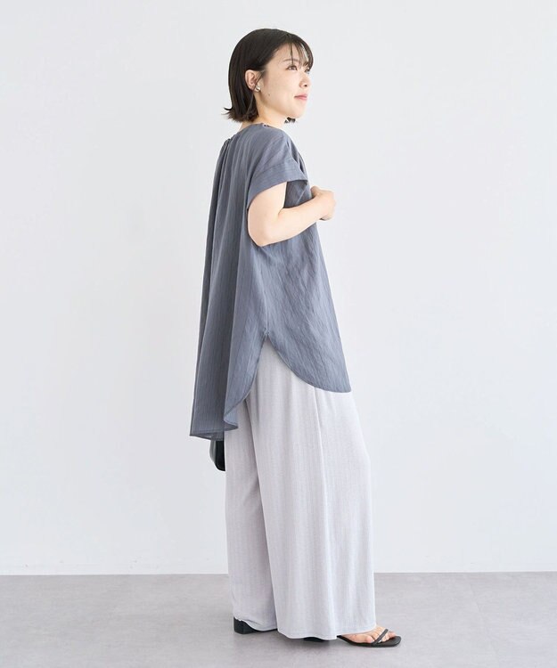 Green Parks ドロストネックフレンチスリーブブラウス Charcoal Gray