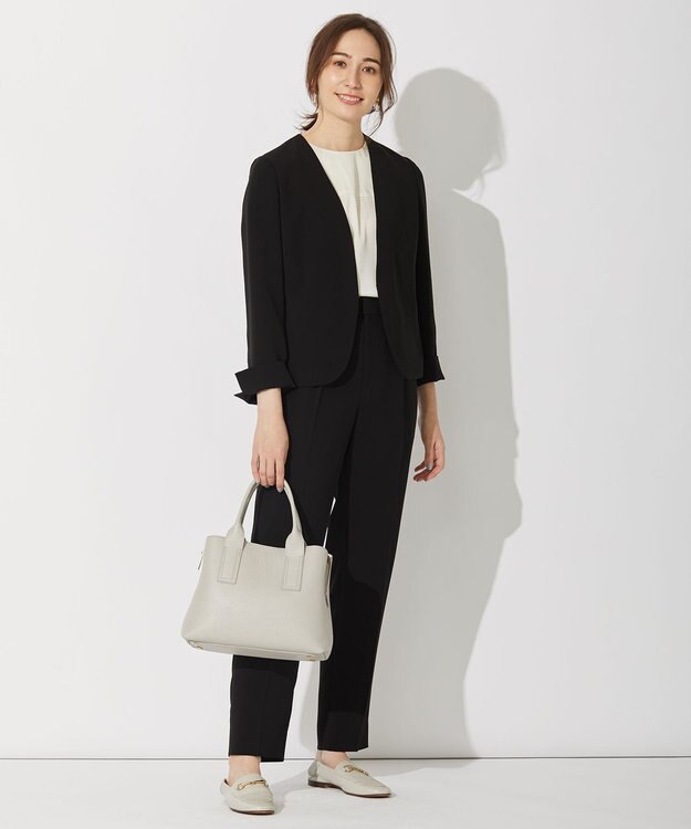 自由区 【セットアップ可】ダブルクロス ノーカラージャケット ブラック系