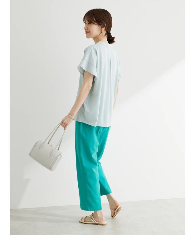 Green Parks 綿麻混イージーテーパードパンツ Blue Green