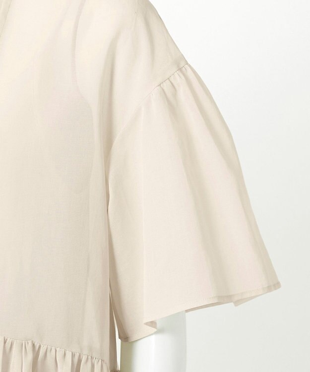 23区 S 【GOLD LABEL】コットンオーガンジー ピンタックリボン ペプラムブラウス アイボリー系