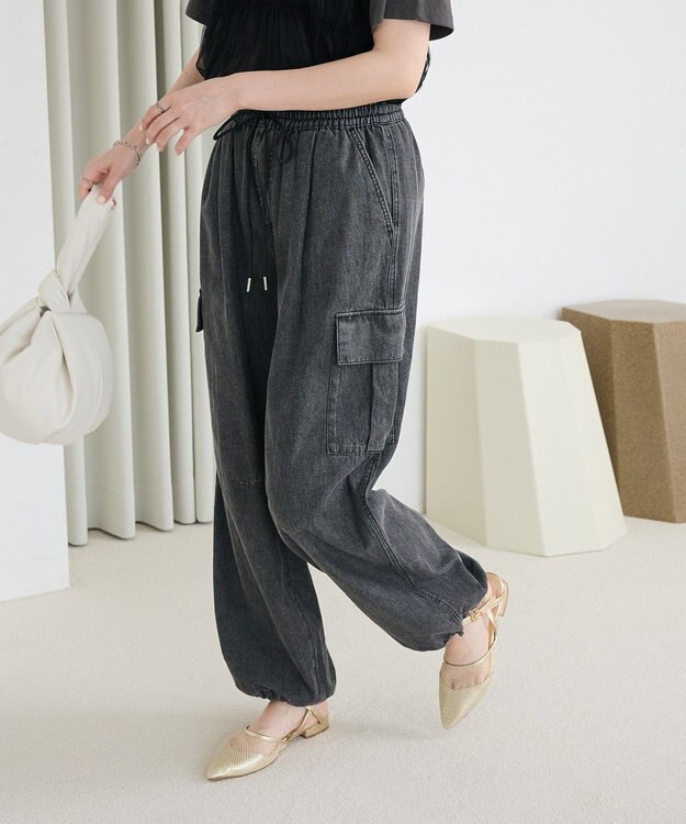 Green Parks ライトデニムカーゴパンツ Black