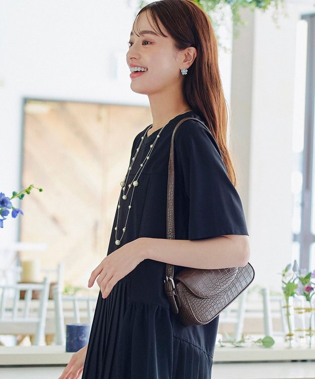 Tiaclasse 【安田美沙子さん着用・2TYPE肩紐/ショルダー&斜め掛け】フラップミニバッグ モカA(クロコ調）