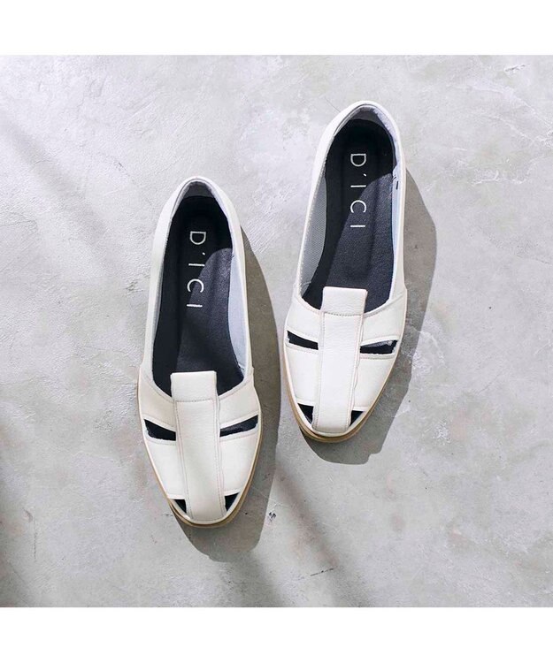 MODE ET JACOMO <D'ICI>カットアウトオープンパンプス アイボリー