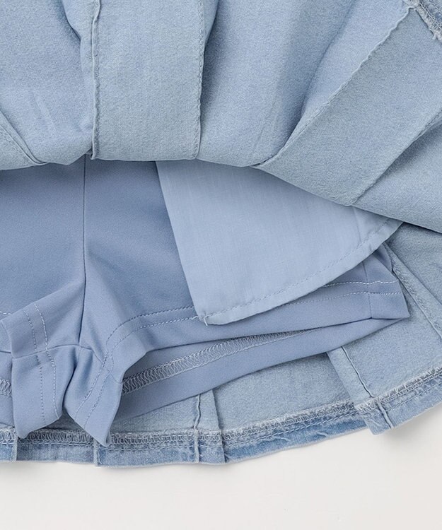 ANY KIDS 【洗濯機可能】プリーツ ミニスカパン デニム