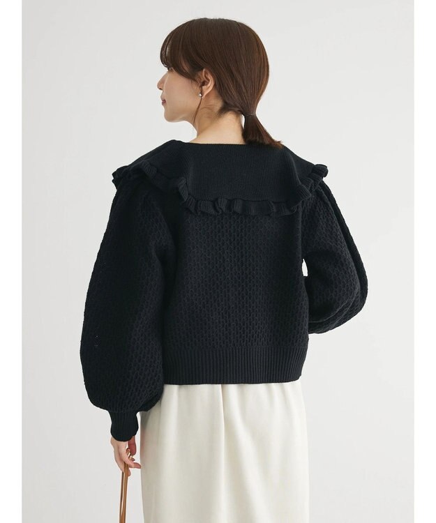 Green Parks ・Ｐｅｔｉｔ　Ｆｌｅｕｒ　ビッグカラーニットカーデ Black