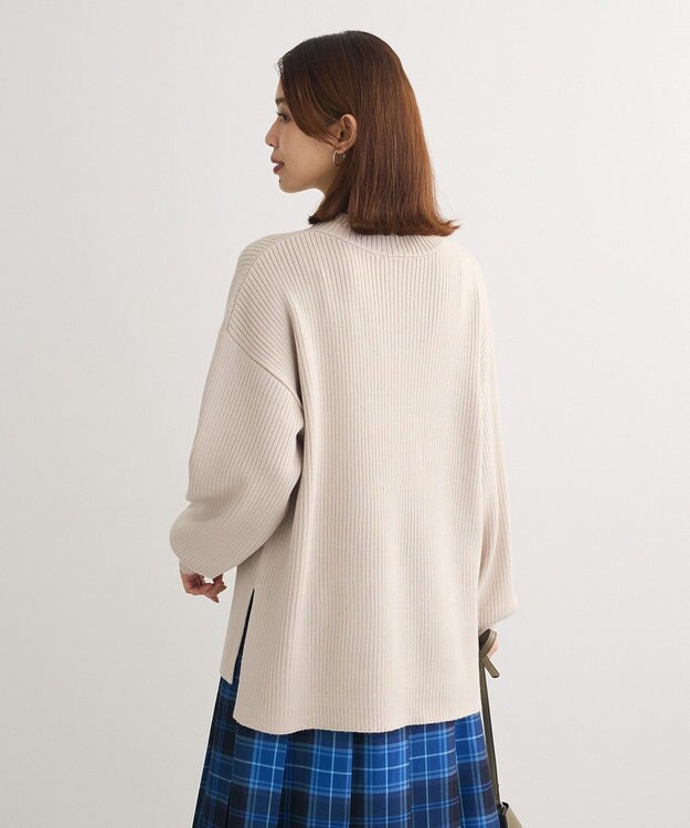 Green Parks 洗えるボトルネックリブニットプルオーバー Light Gray