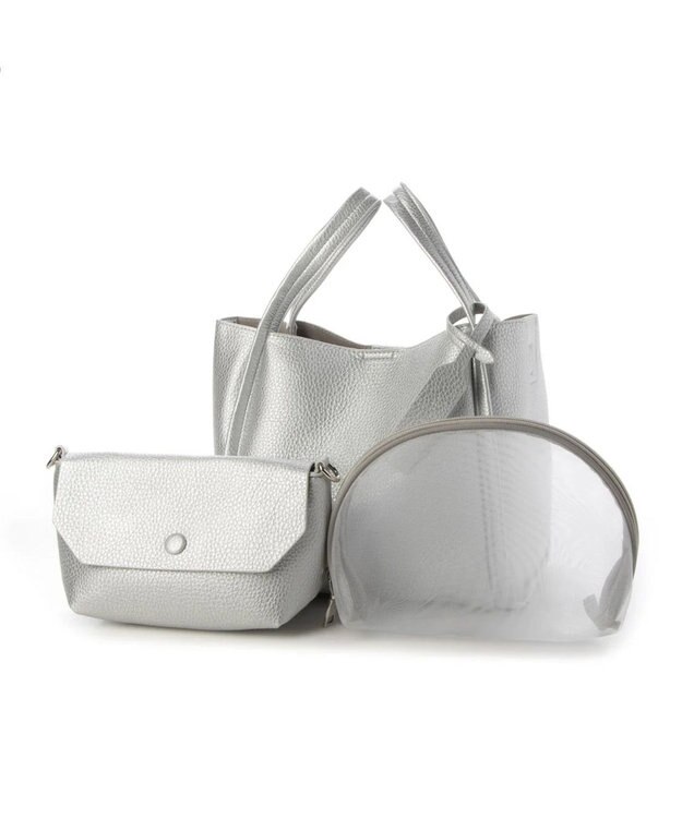 UNBILLION カシュカシュ cachecache / ミニショルダー付きソフトレザー調ミニトートバッグ シルバー