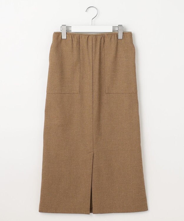 自由区 L シルクネップツイード スカート ダークキャメル