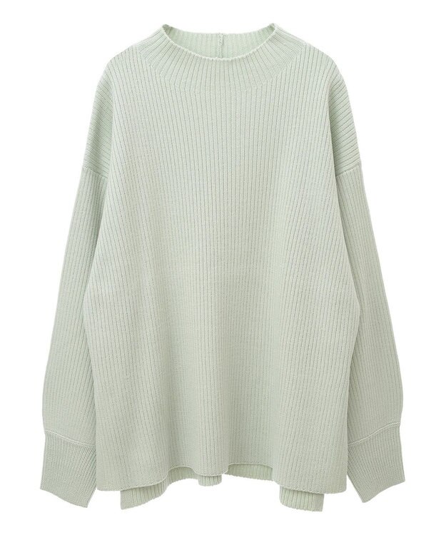 Green Parks 洗えるボトルネックリブニットプルオーバー Mint