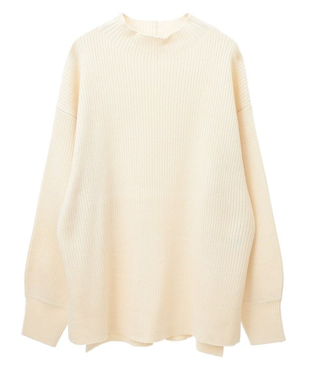 Green Parks 洗えるボトルネックリブニットプルオーバー Off White