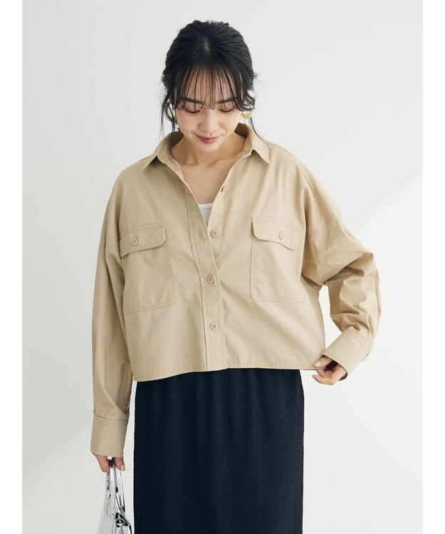 Green Parks ショート丈ワイドシャツ Beige