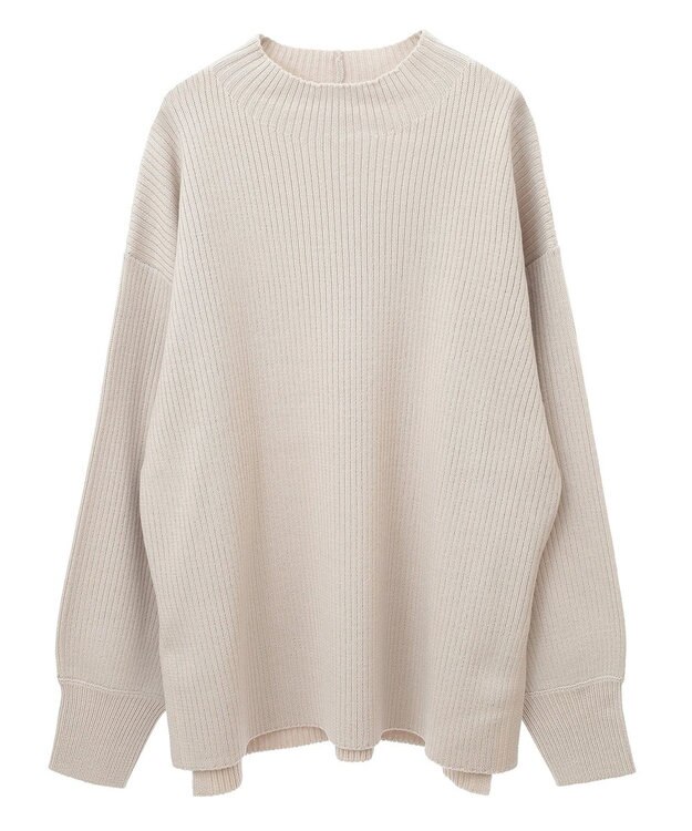 Green Parks 洗えるボトルネックリブニットプルオーバー Light Gray