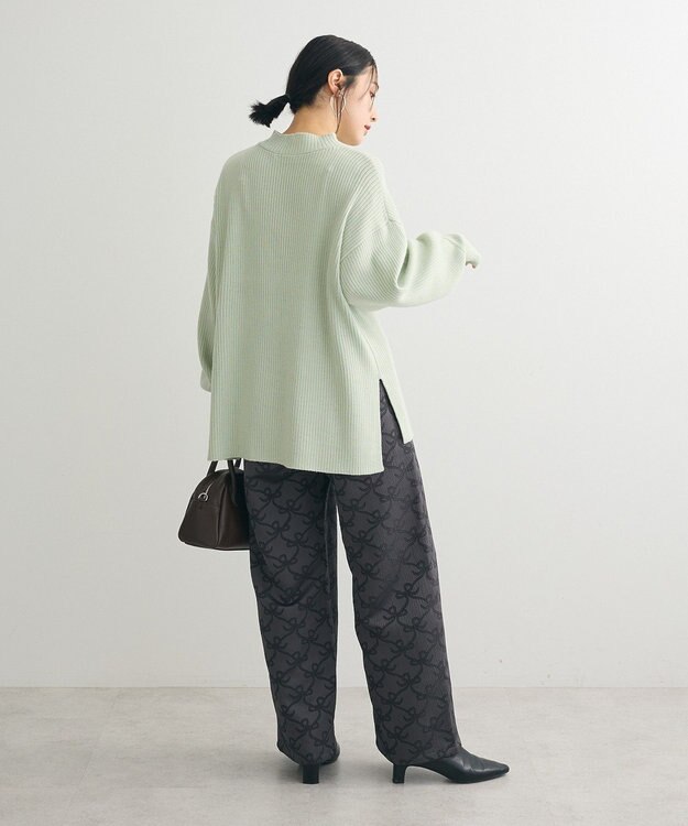 Green Parks 洗えるボトルネックリブニットプルオーバー Mint